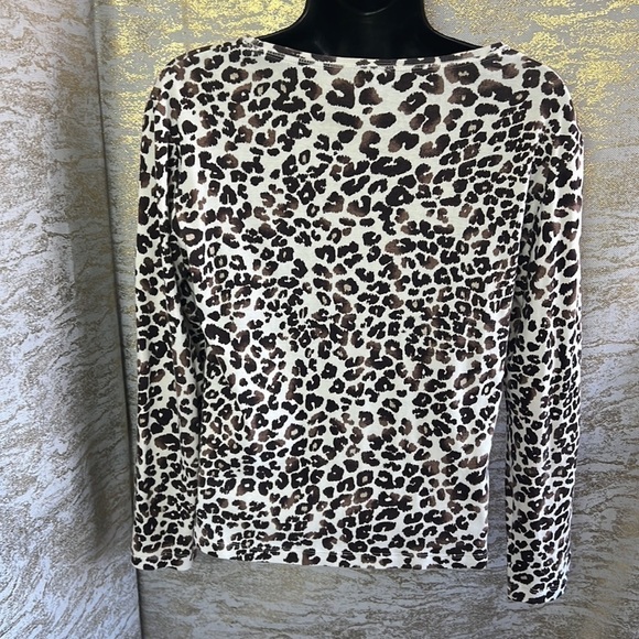 Olsen Europe Cheetah / Leopard Print Round Neck Top Size S-M/8 - Picture 6 of 12